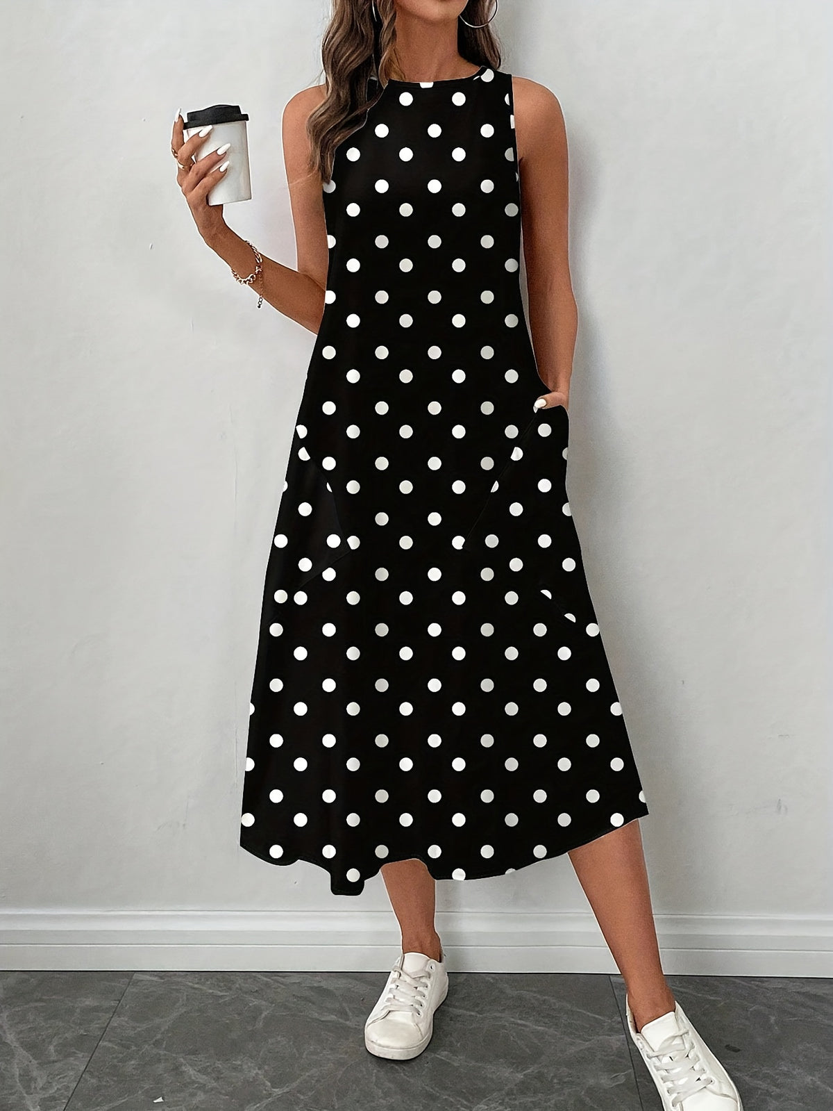 Women's Casual Polka Dot Midi Dress