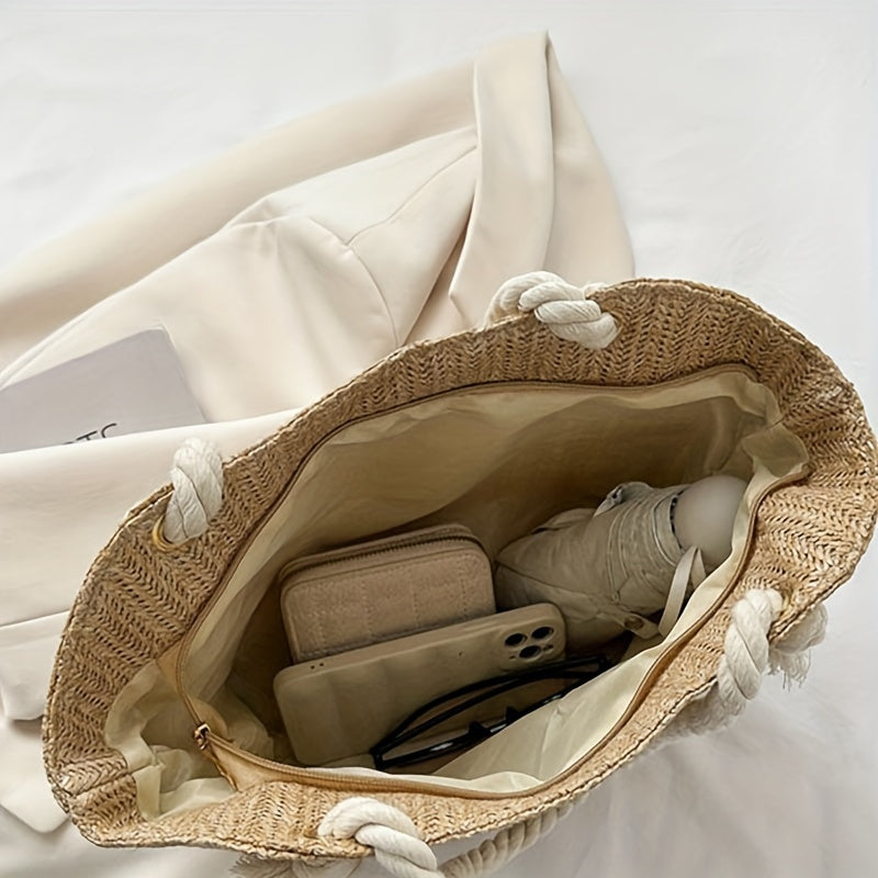Women's Woven Beach Shoulder Tote Bag
