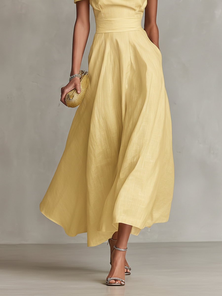 Women's Timeless Midi Linen One-Shoulder Maxi Dress