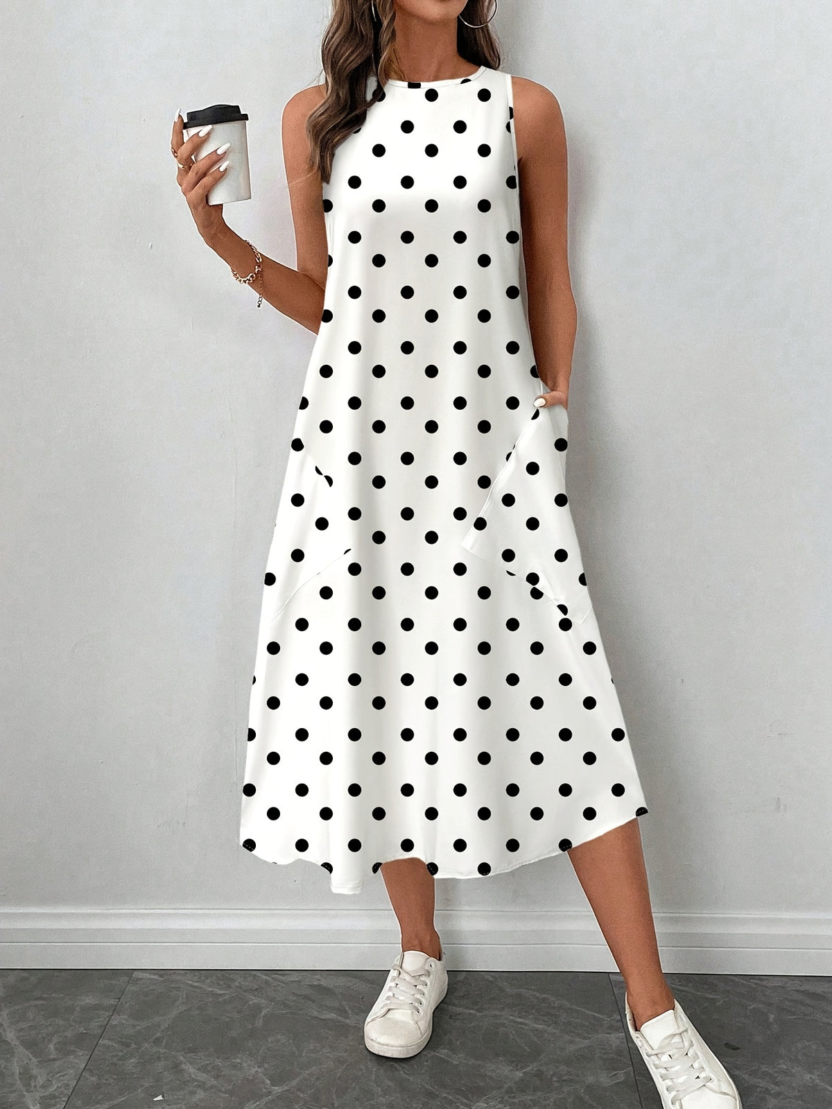 Women's Casual Polka Dot Midi Dress