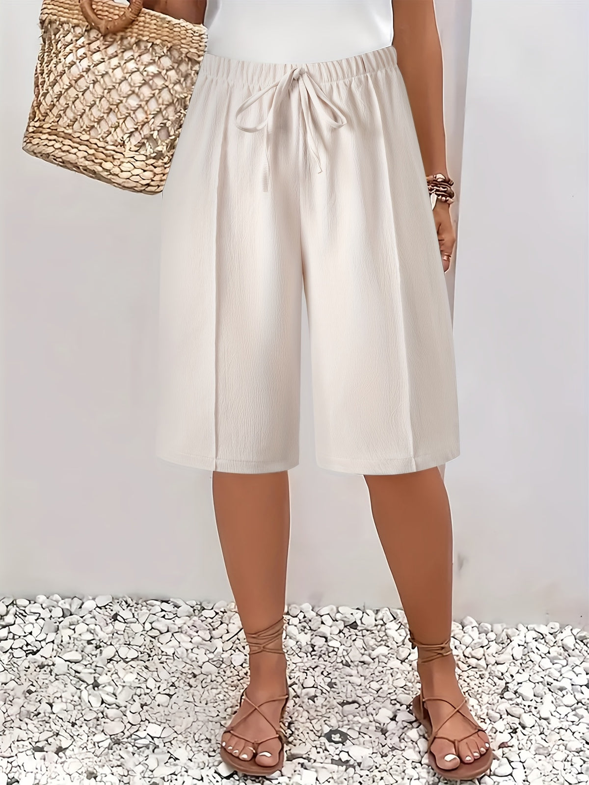 Women's Pleated Baggy Gaucho Capri Pants