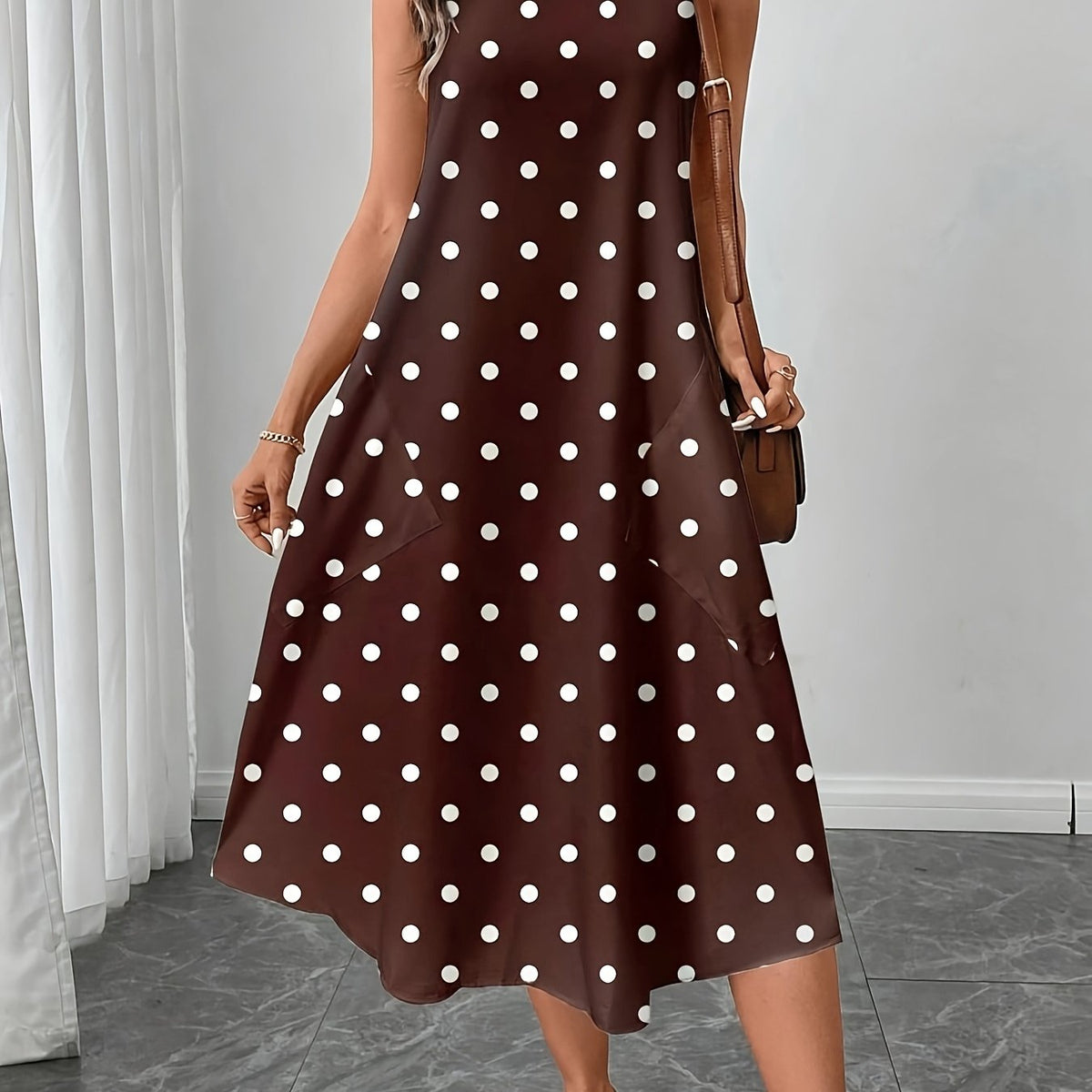 Women's Casual Polka Dot Midi Dress