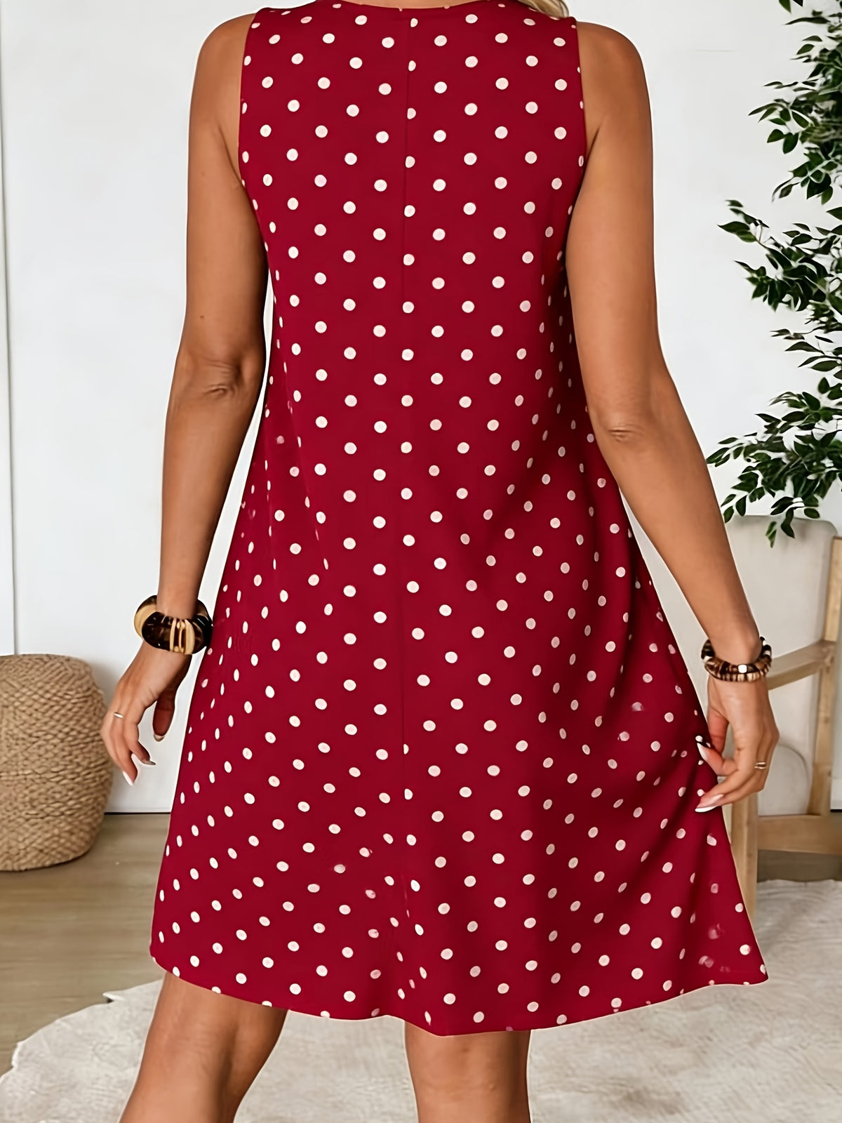 Women's Vintage Polka Dot Midi Dress