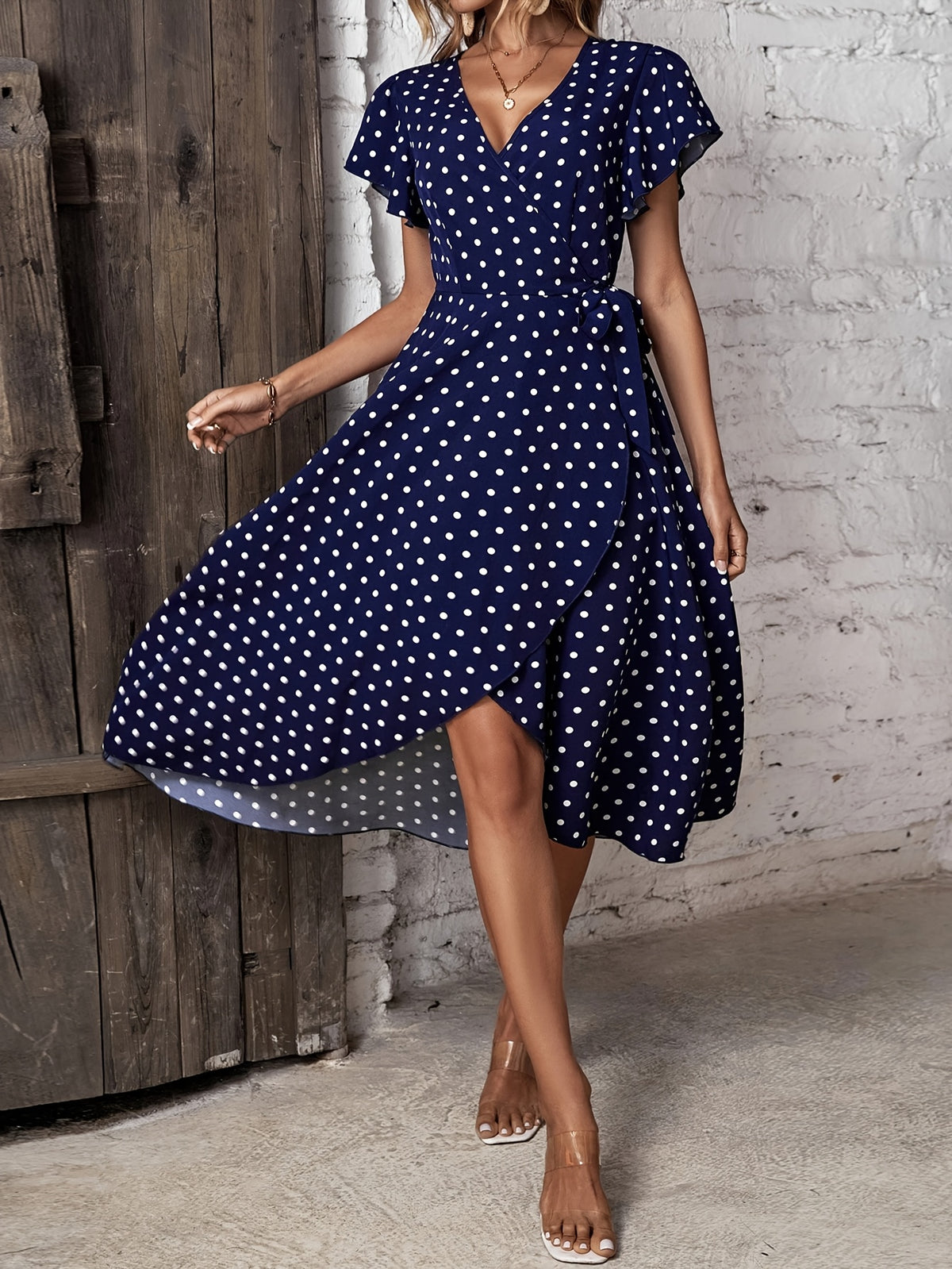 Women's Summer Polka Dot Wrap Dress