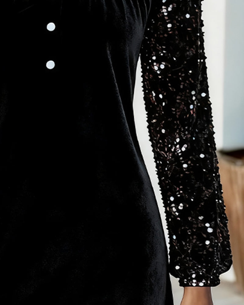 Women's Velvet Sequin Christmas Party Dress