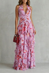 Emmeline | Women's Floral Halter Maxi Dress