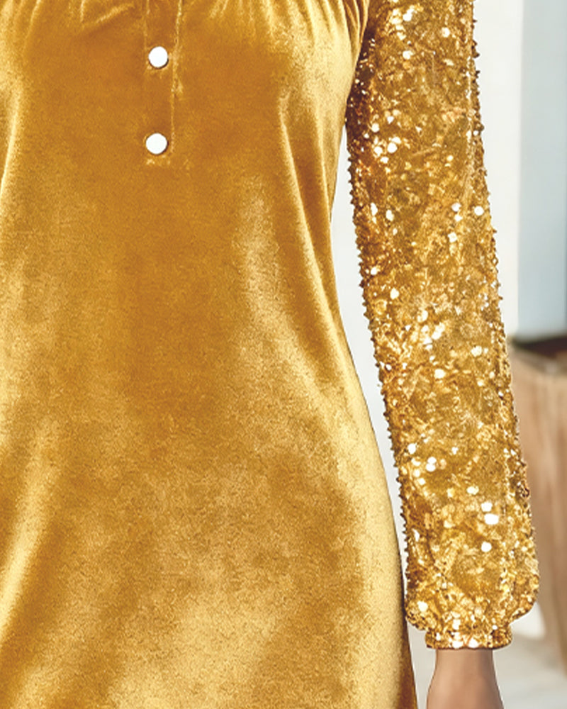 Women's Velvet Sequin Christmas Party Dress
