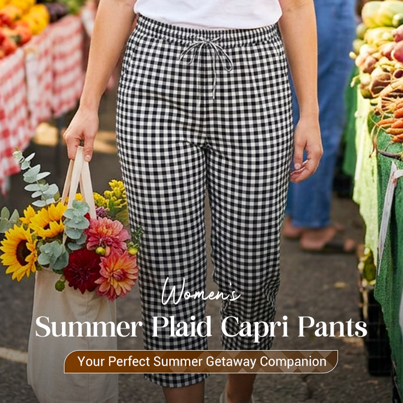 Women's Cotton Gingham Capri Pants