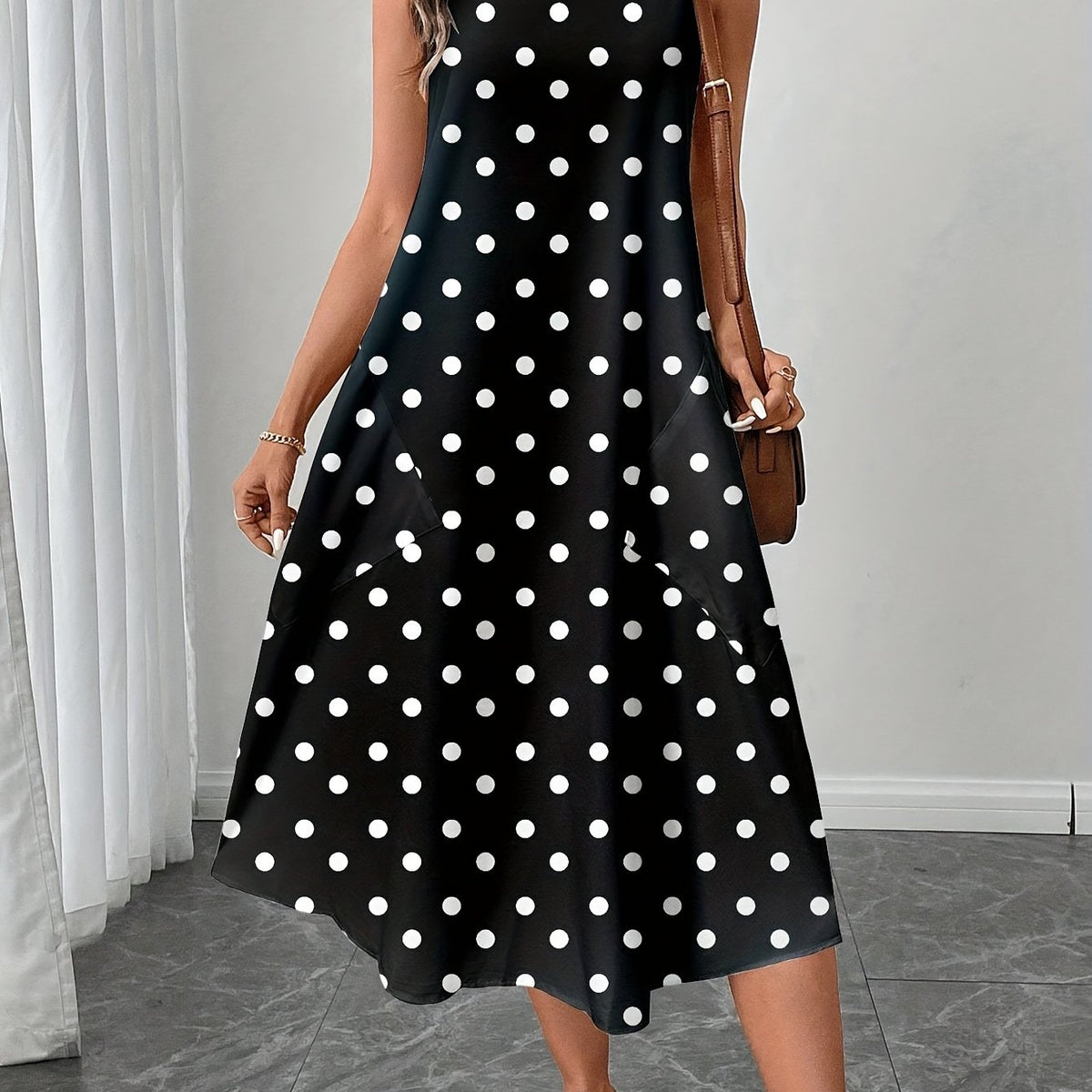 Women's Casual Polka Dot Midi Dress