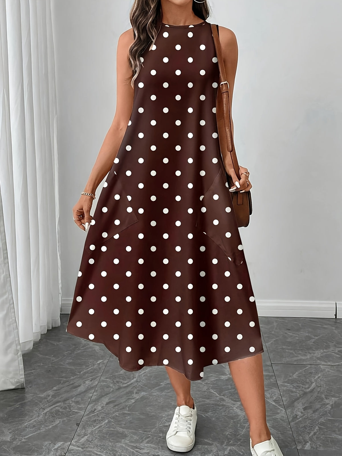 Women's Casual Polka Dot Midi Dress