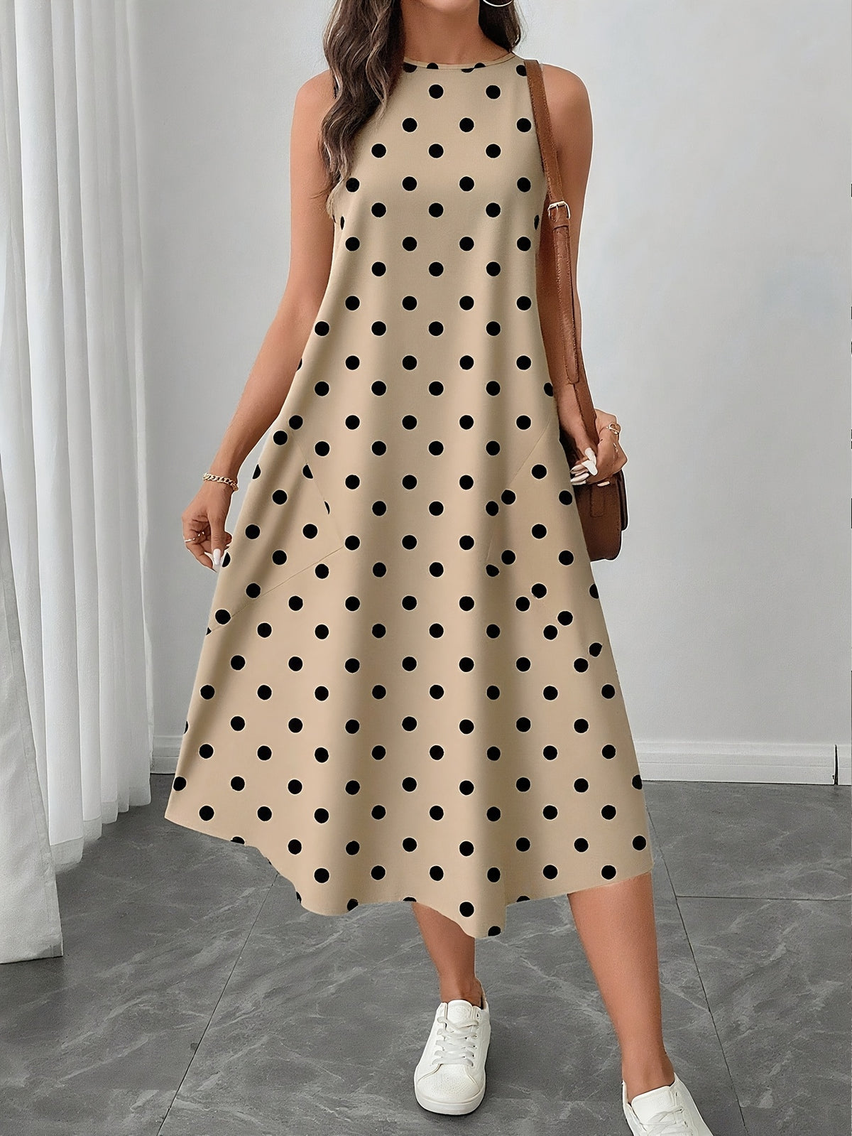 Women's Casual Polka Dot Midi Dress