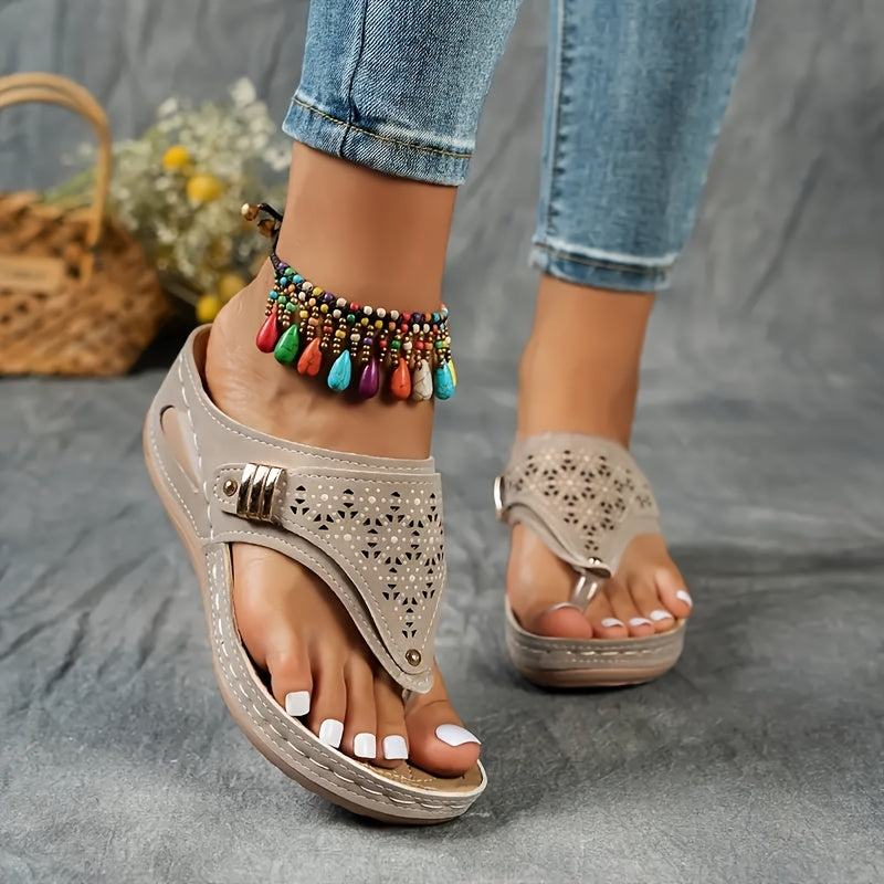 Women's Breathable Arch Support Platform Wedge Thongs