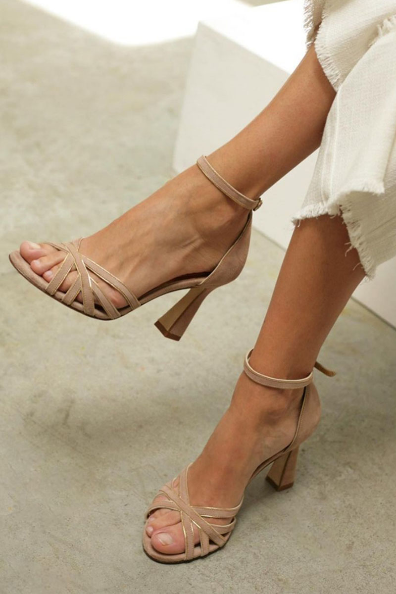Women's Elegant High Strappy Heels - Brown