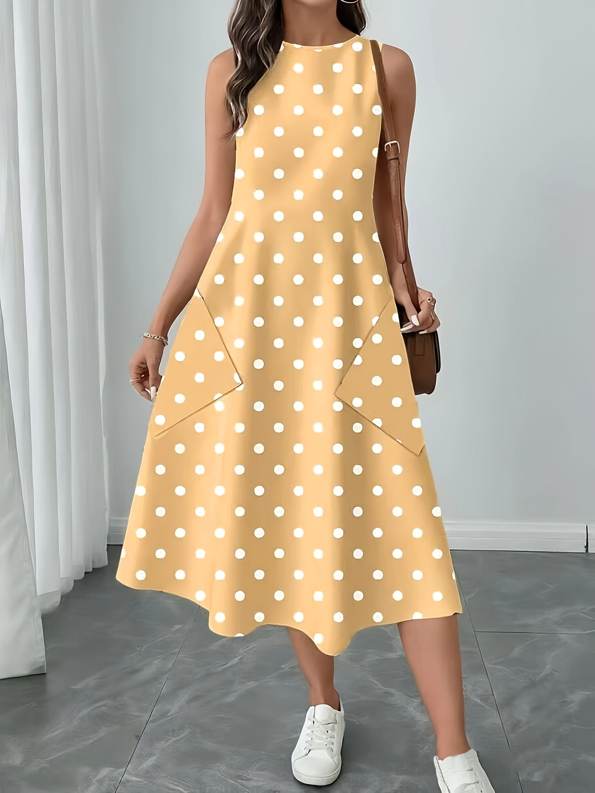 Women's Casual Polka Dot Midi Dress
