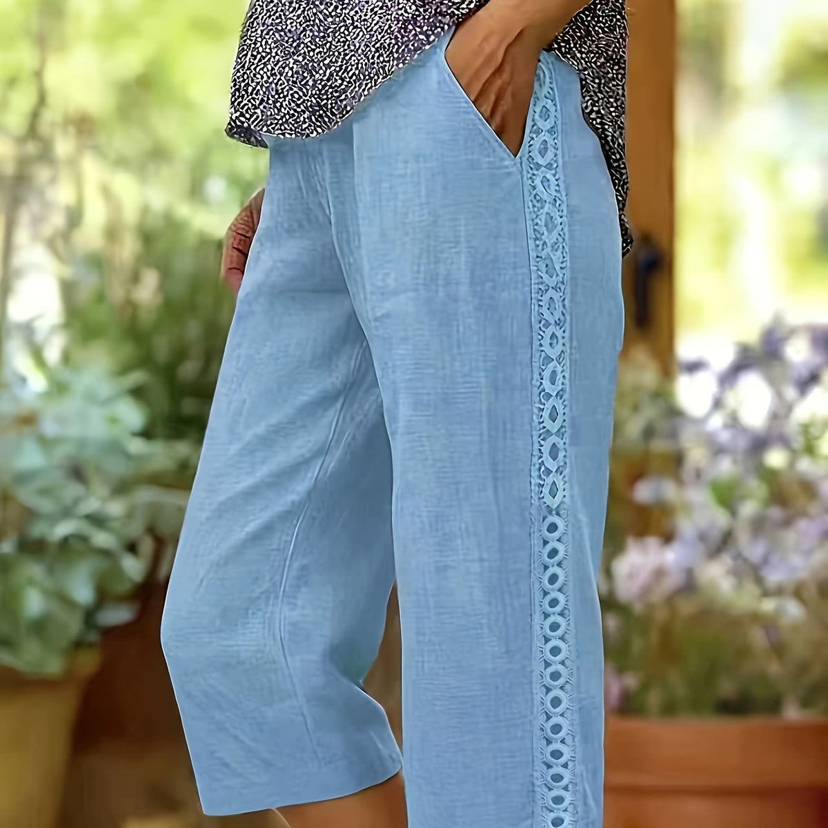 Women's Stylish Capri Pants - Sky Blue