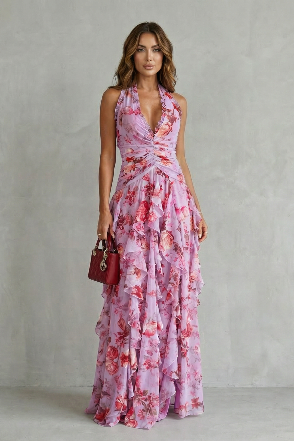 Emmeline | Women's Floral Halter Maxi Dress