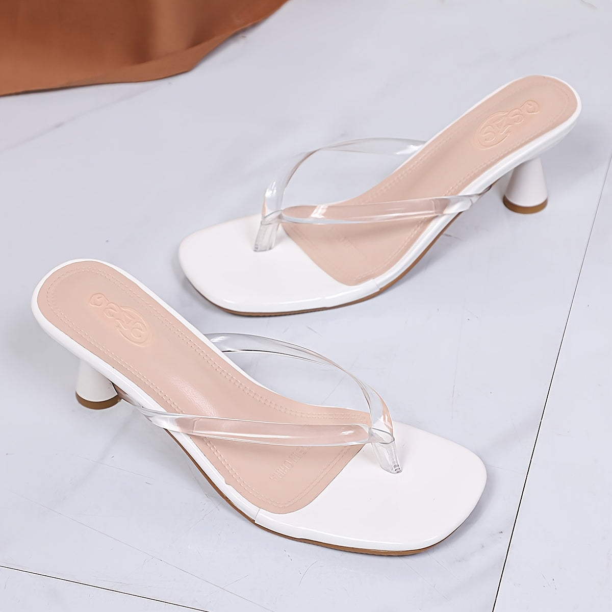 Women's Square Toe Kitten Thong Heels