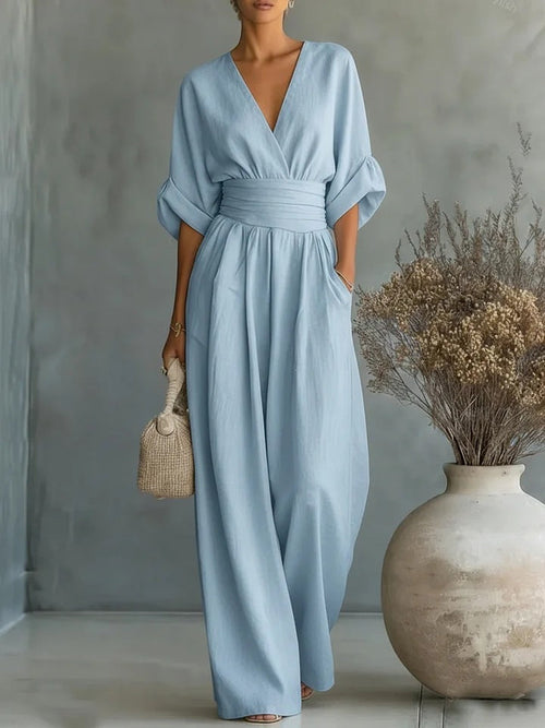 Beatrix | Women's V-Neck High-Waisted Jumpsuit