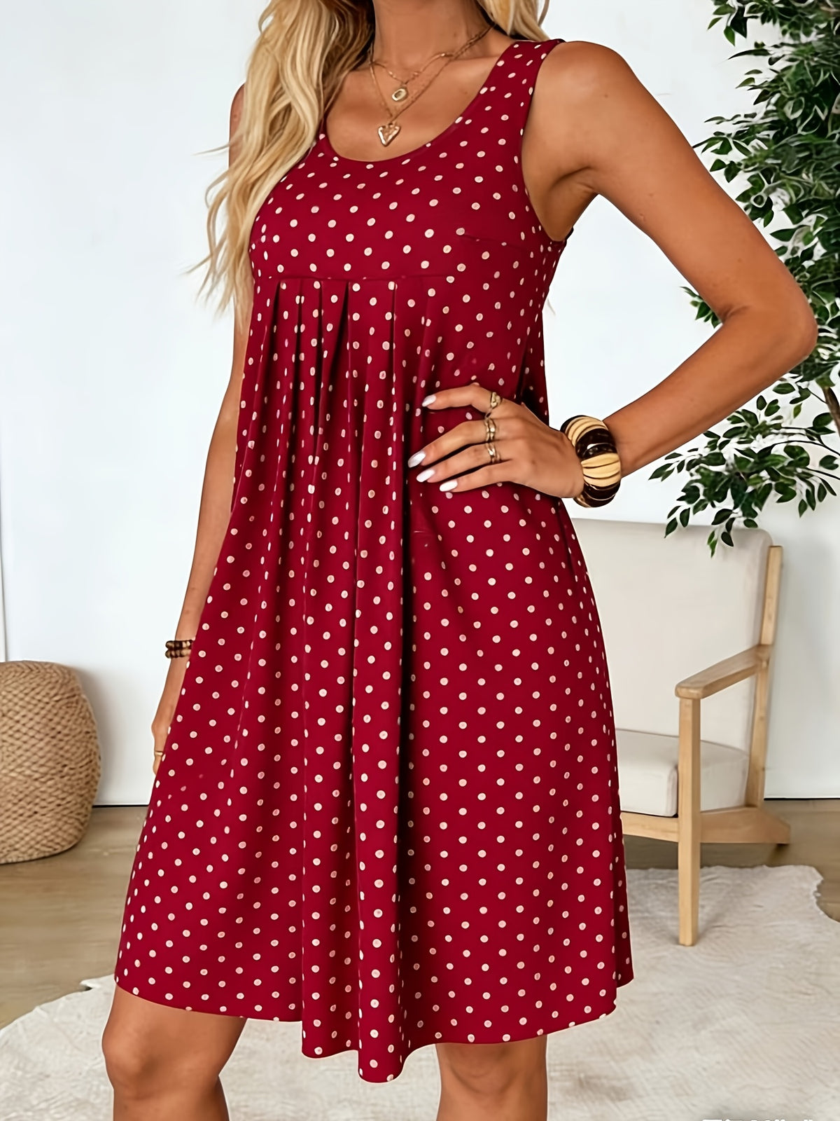 Women's Vintage Polka Dot Midi Dress