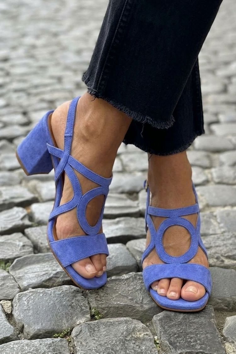 Women's Strappy Block Heeled Sandals - Blue