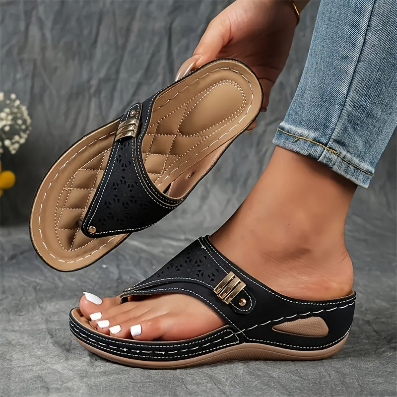 Women's Breathable Arch Support Platform Wedge Thongs