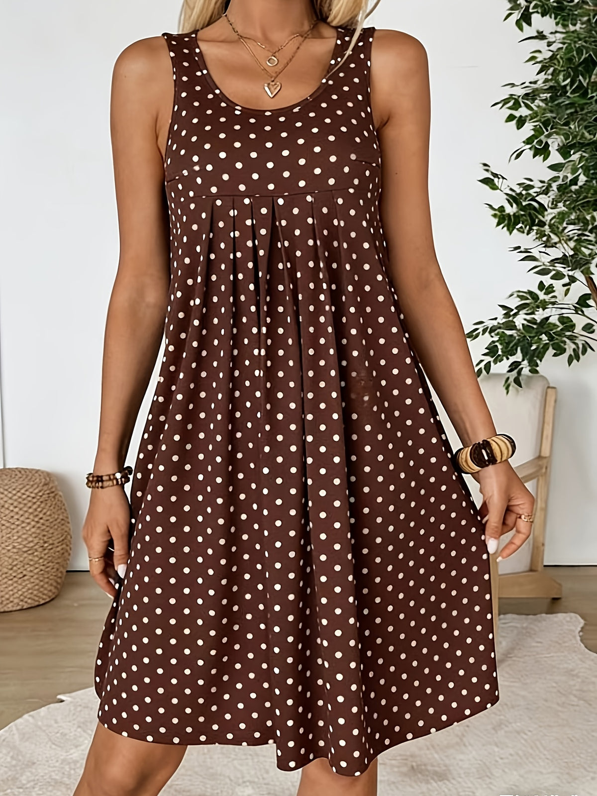 Women's Vintage Polka Dot Midi Dress