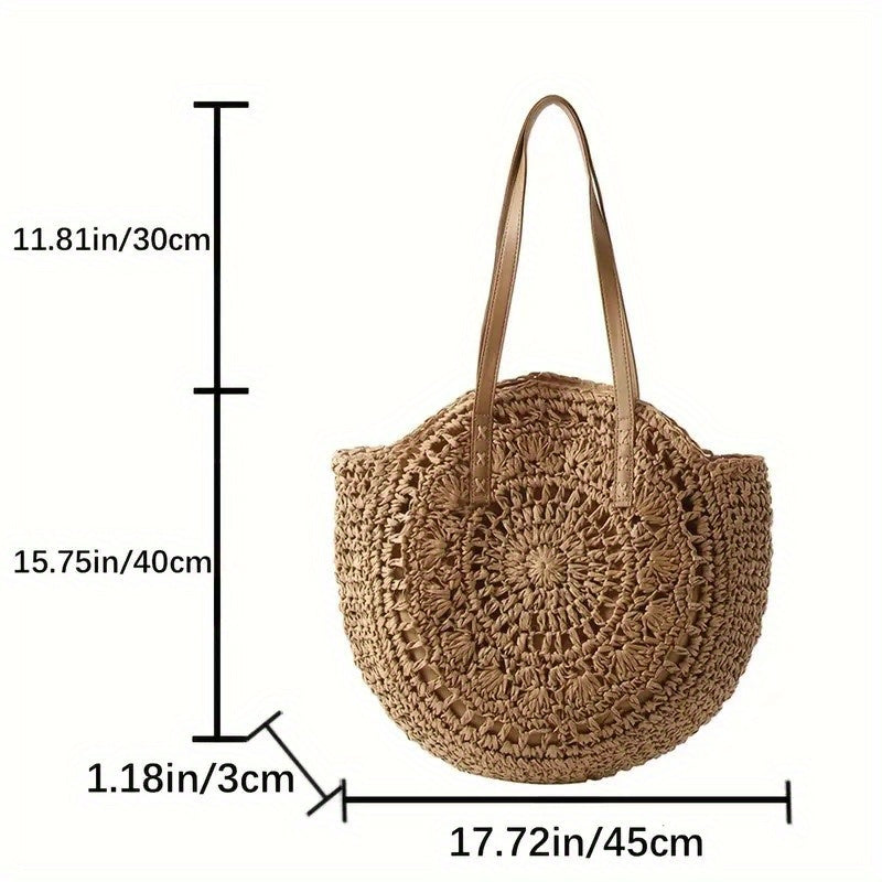 Women's Straw Beach Shoulder Tote Bag