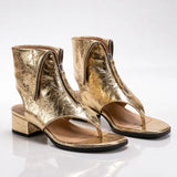 Margaux | Women's Leather Thong Block Heel Sandals