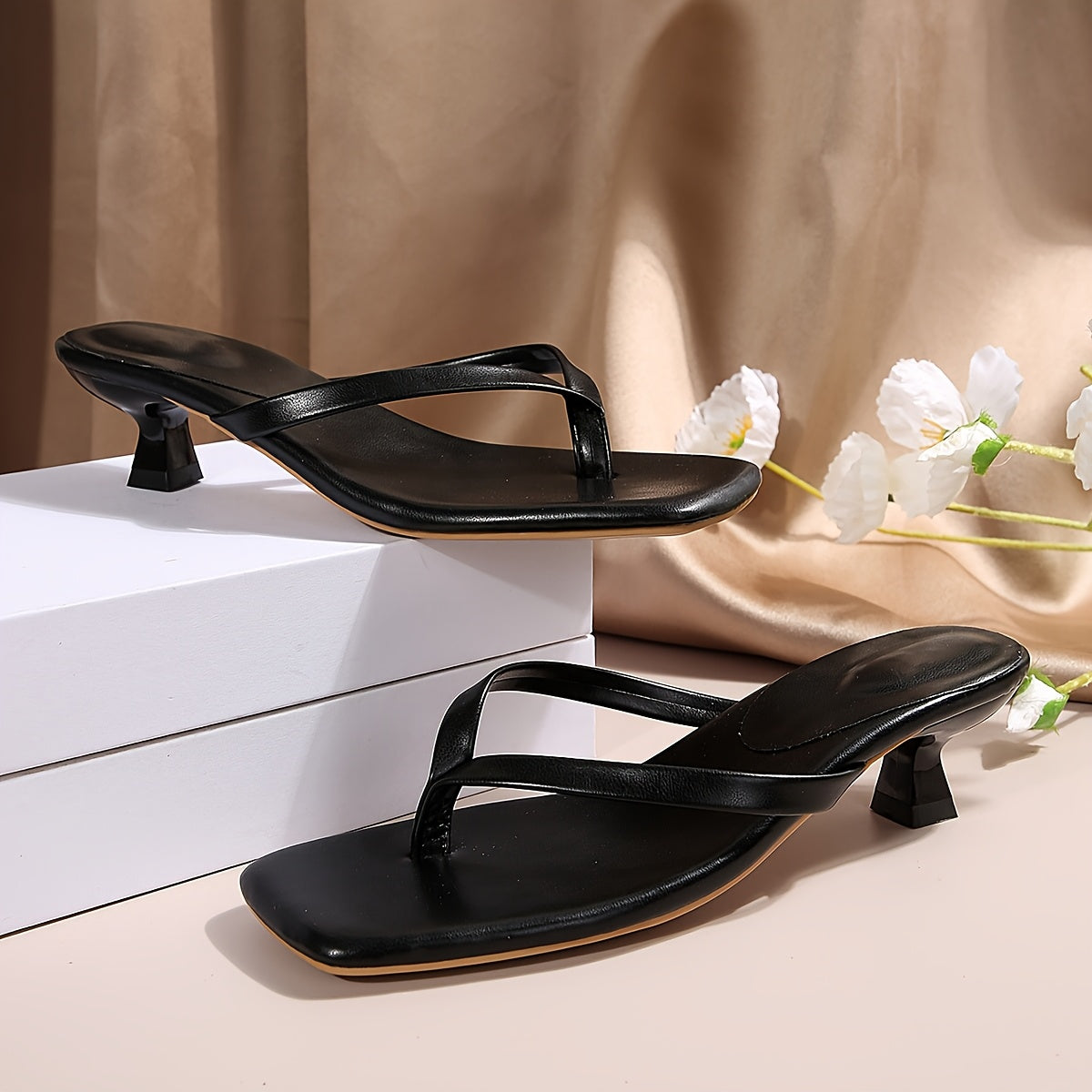 Women's Strappy Kitten Thong Heels