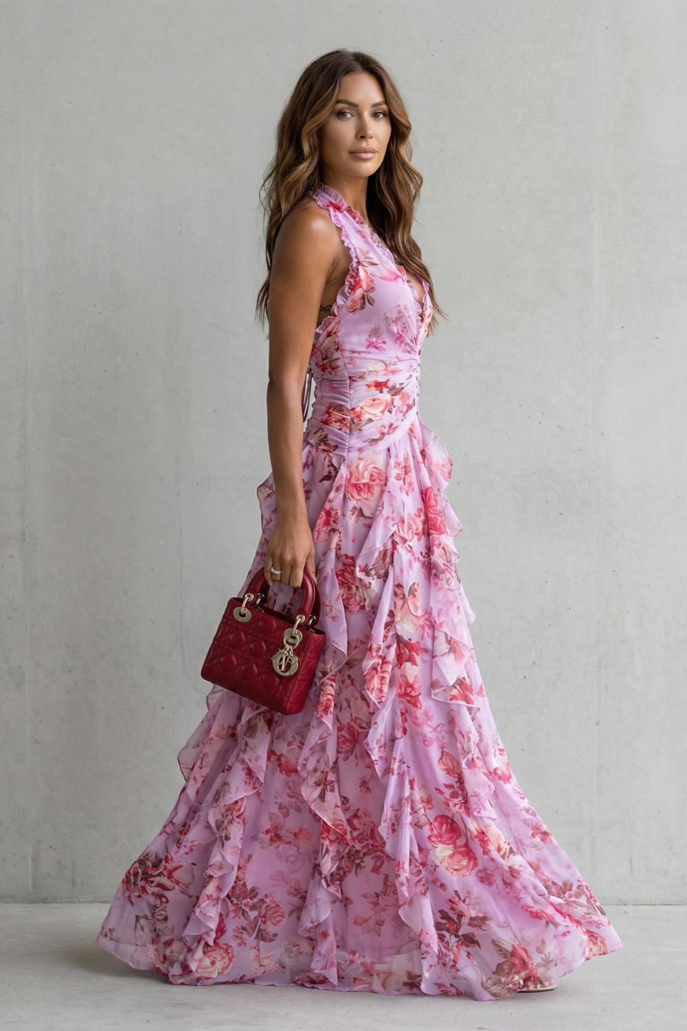 Emmeline | Women's Floral Halter Maxi Dress