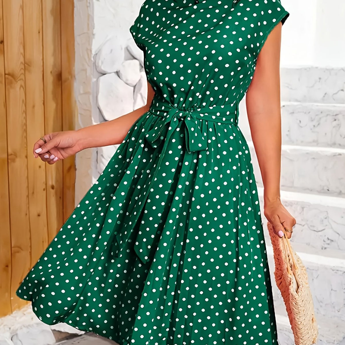 Women's Summer Polka Dot Midi Dress