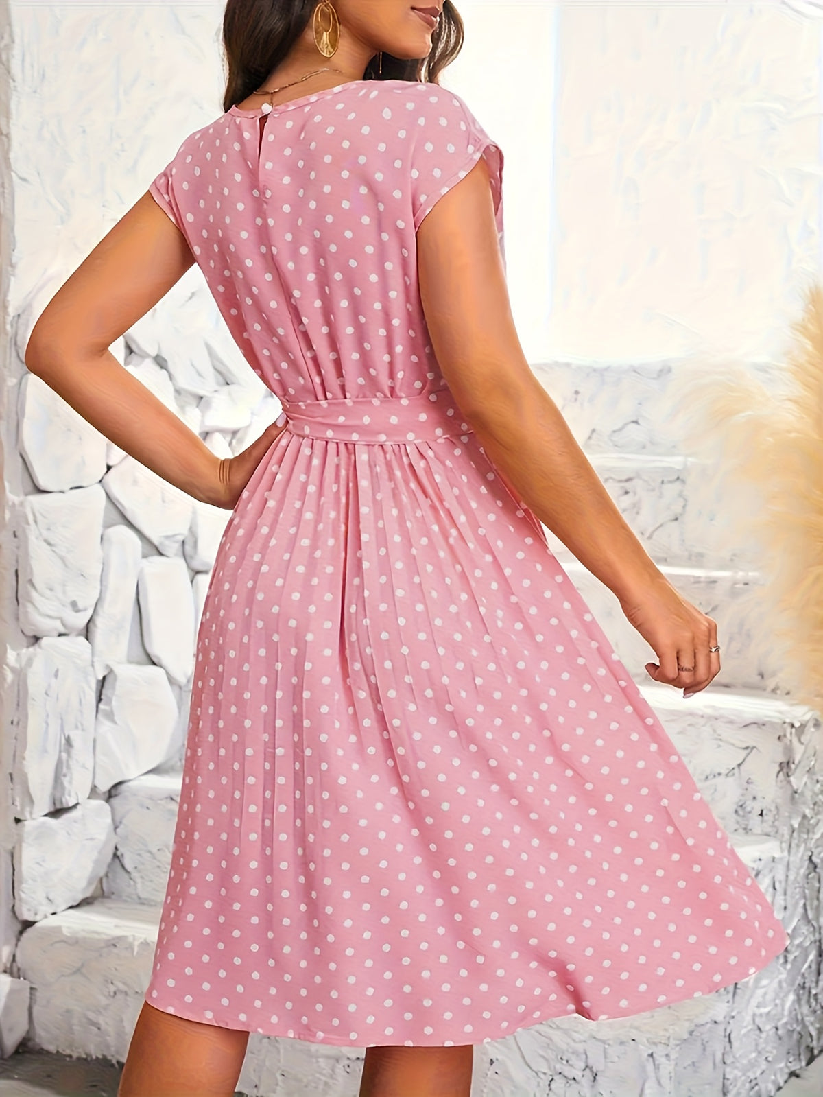 Women's Summer Polka Dot Midi Dress