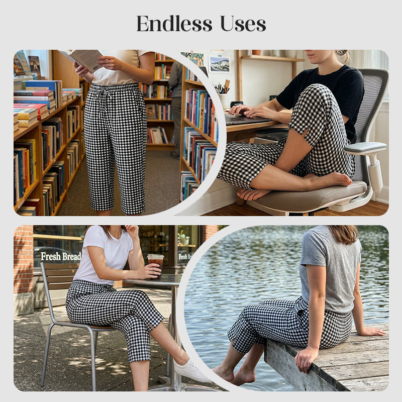 Women's Cotton Gingham Capri Pants