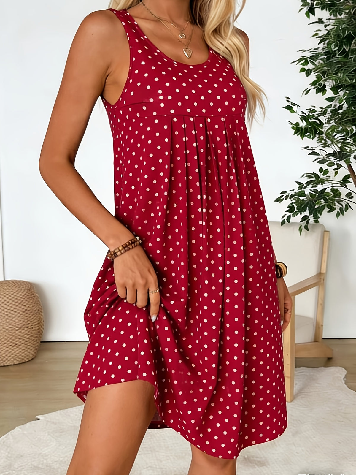 Women's Vintage Polka Dot Midi Dress