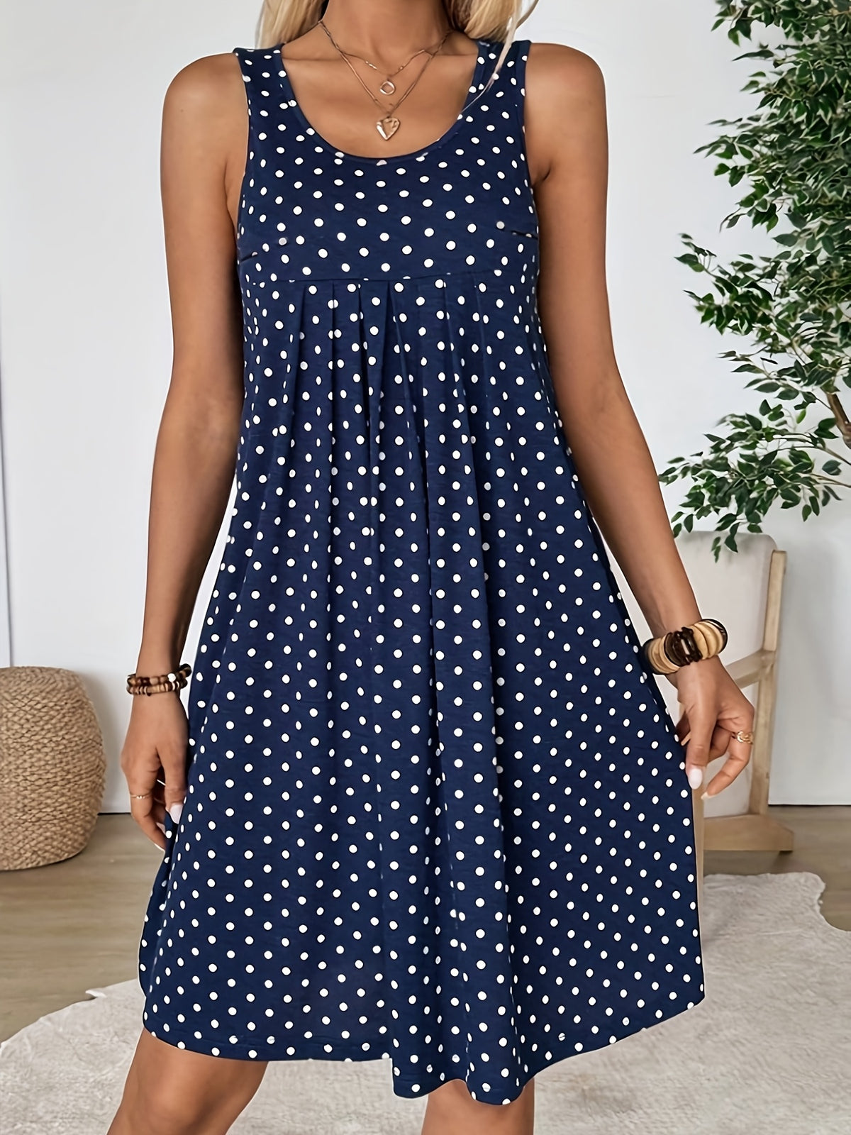 Women's Vintage Polka Dot Midi Dress