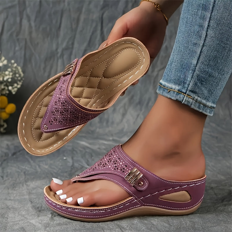 Women's Breathable Arch Support Platform Wedge Thongs