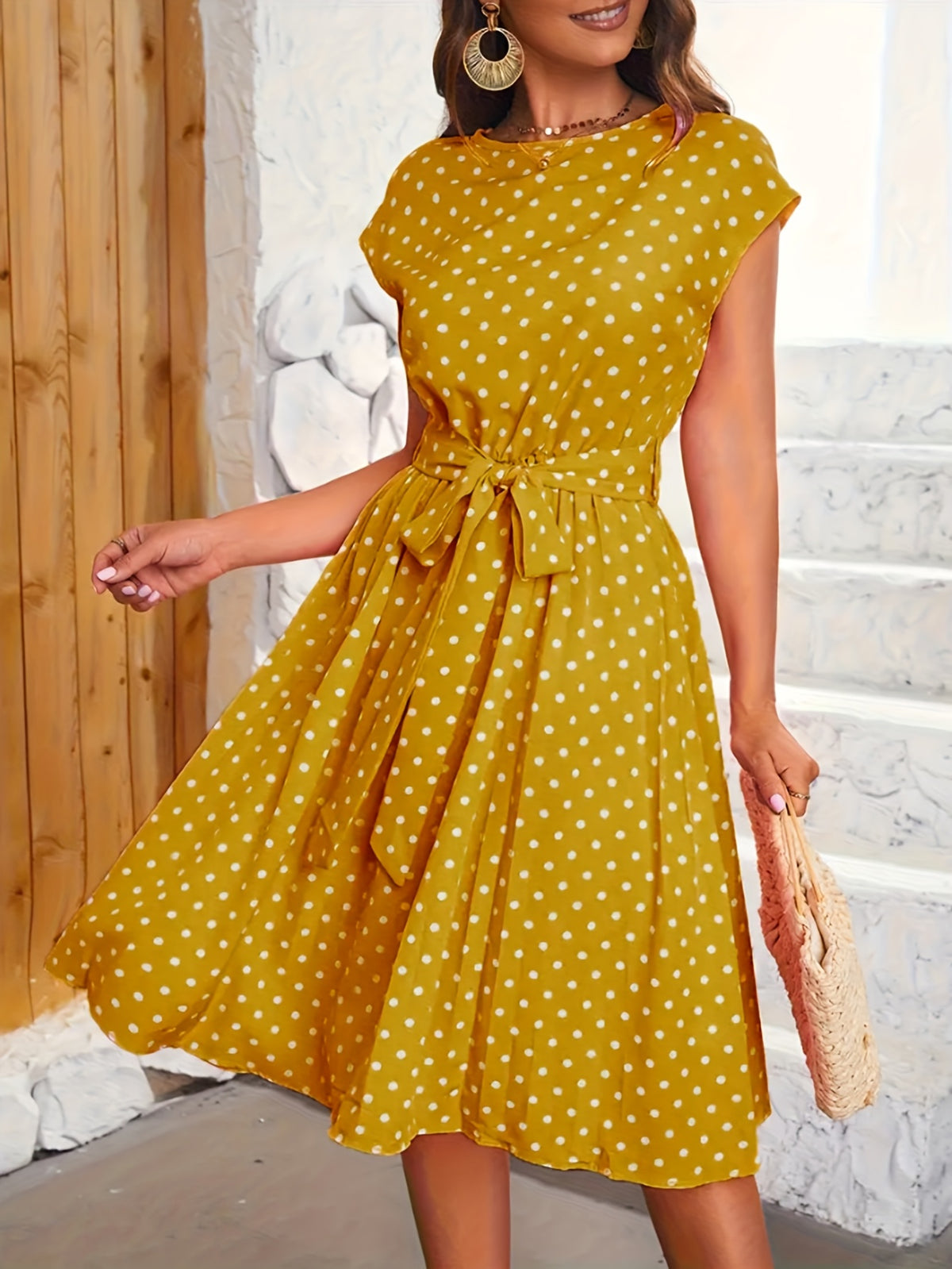 Women's Summer Polka Dot Midi Dress