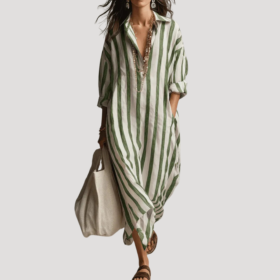 Women's Linen Maxi Beach Dress - Green