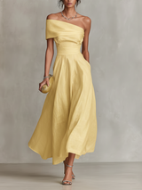 Estelle | Women's Timeless Midi Linen One-Shoulder Maxi Dress