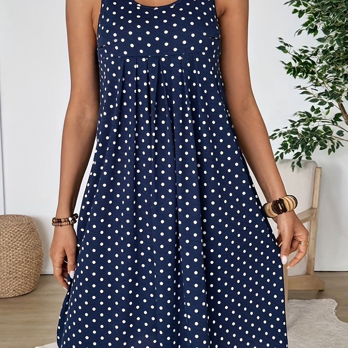 Women's Vintage Polka Dot Midi Dress