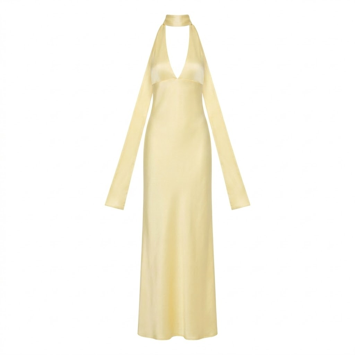 Formal Summer Maxi Halter Neck Dress - Yellow