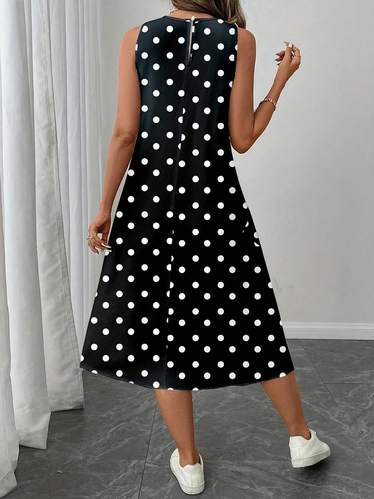 Women's Casual Polka Dot Midi Dress