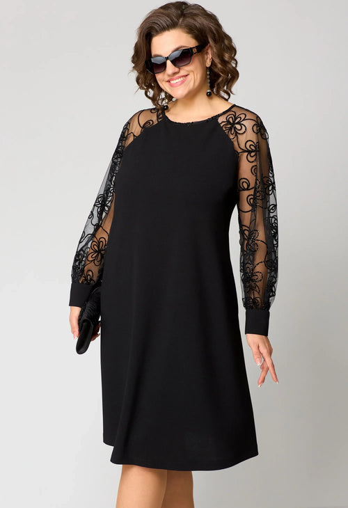Amaryllis | Women's Elegant Lace Sleeve Dress