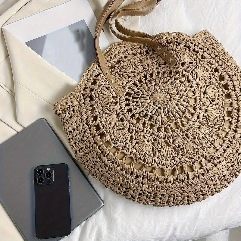 Women's Straw Beach Shoulder Tote Bag