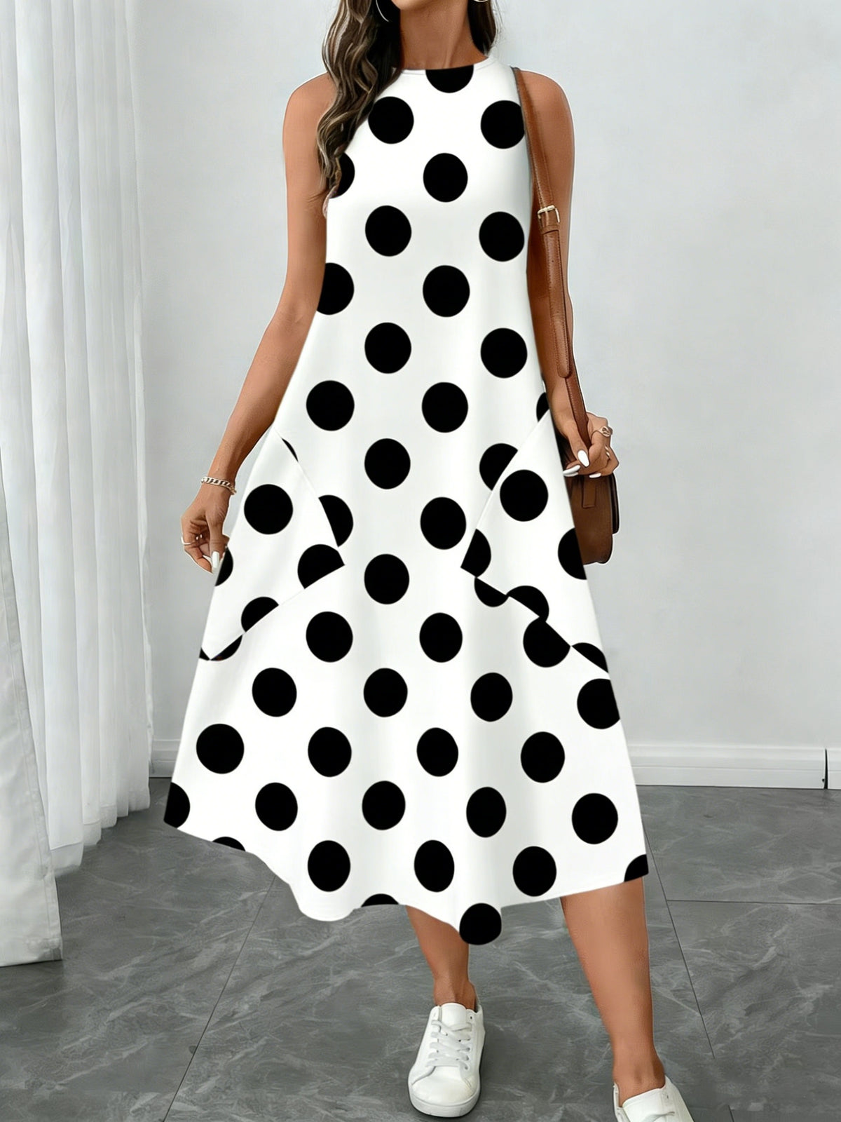 Women's Casual Polka Dot Midi Dress