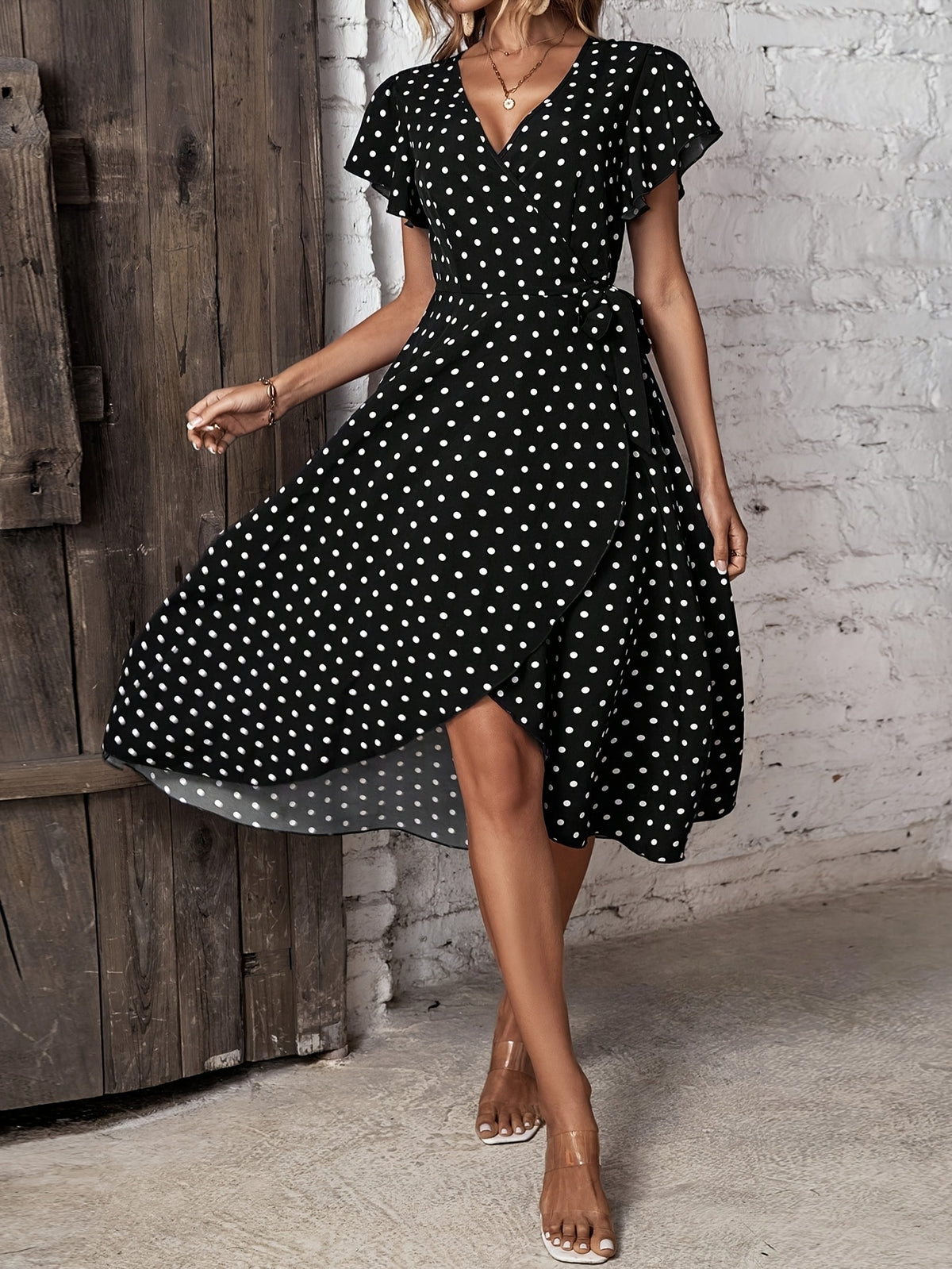 Women's Summer Polka Dot Wrap Dress