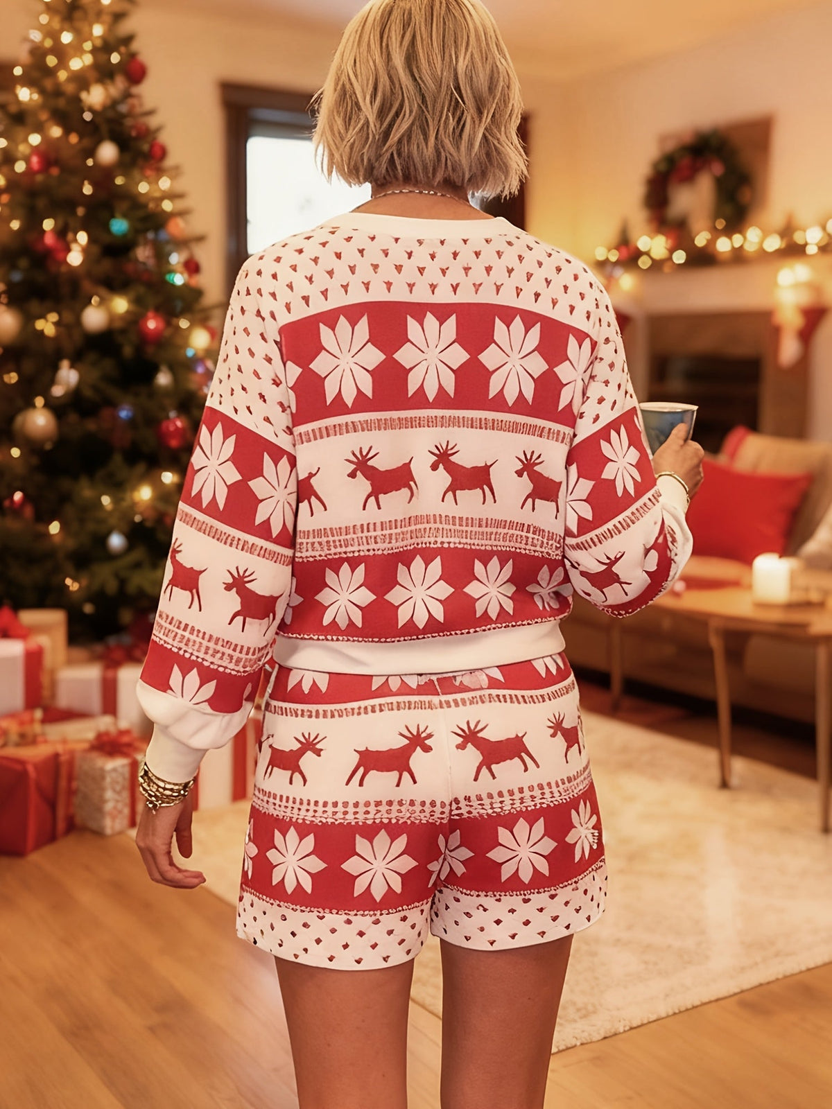 Women's Classic Fair Isle Knit Christmas Pyjamas