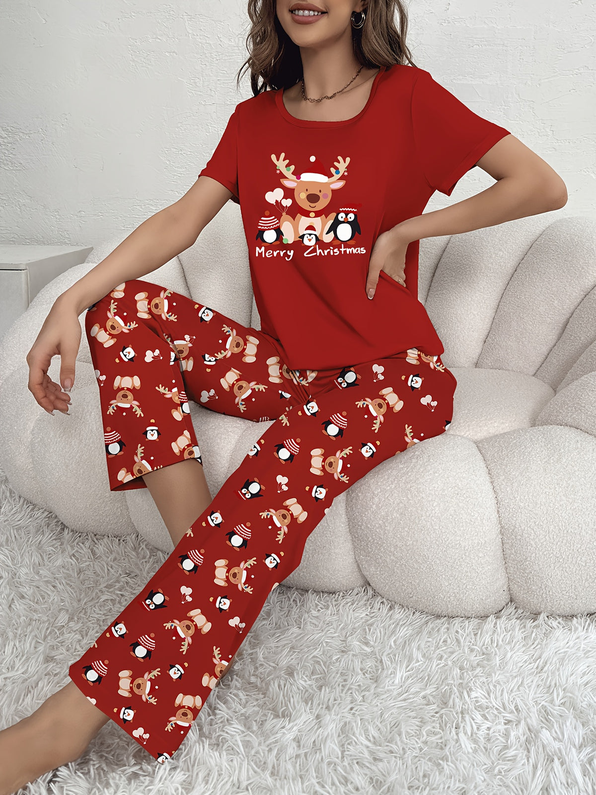 Women's Matching Reindeer Christmas Pyjamas