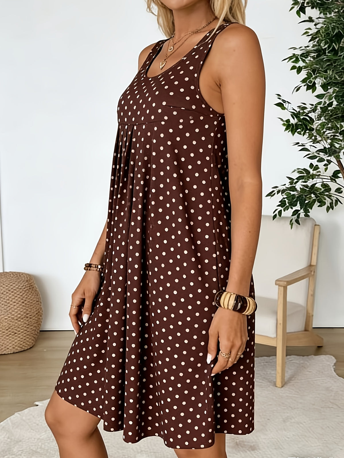 Women's Vintage Polka Dot Midi Dress