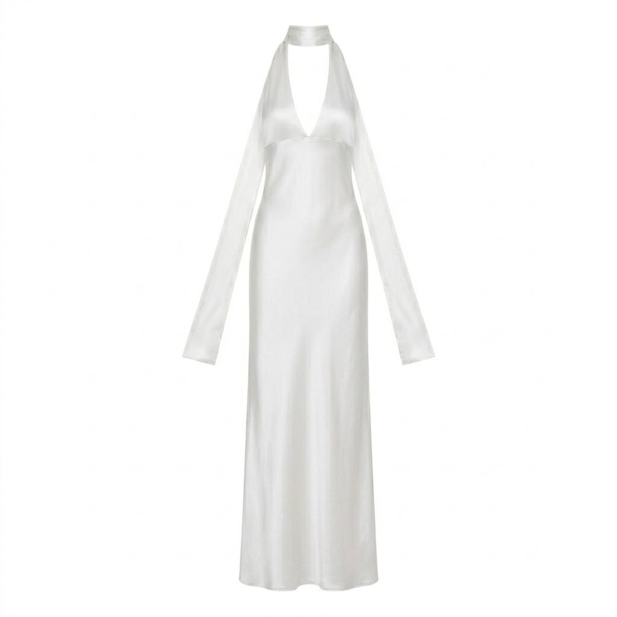 Formal Summer Maxi Halter Neck Dress - White